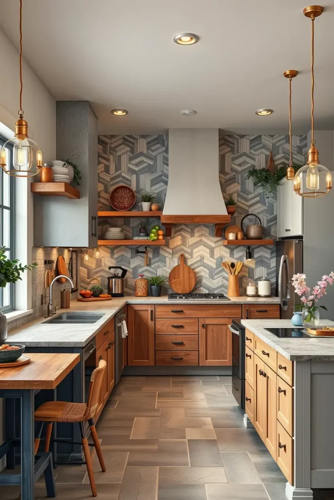 62 Eclectic Kitchen Design with Natural Textures