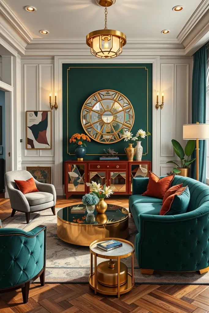 64 Stunning Art Deco Revival Living Room Décor Ideas for Glamorous Interiors