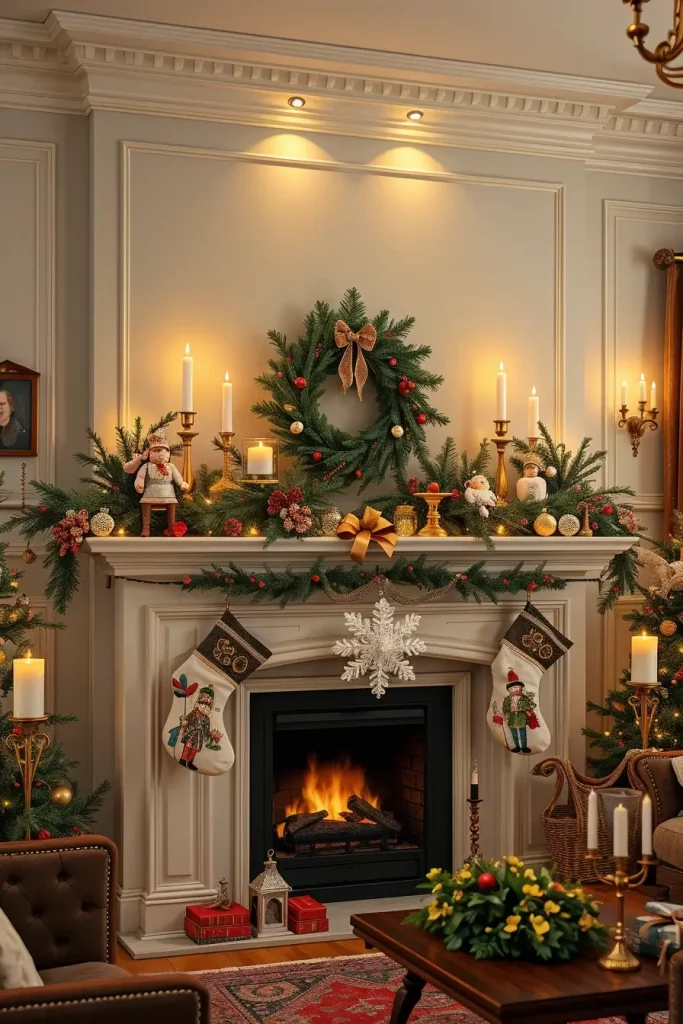 64 Christmas Mantle Decor Ideas 2025 to Style Your Fireplace Beautifully