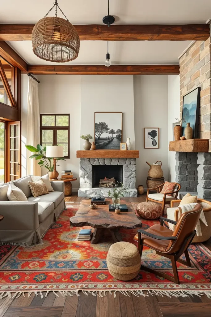 63 Eclectic Living Room Design with Natural Textures