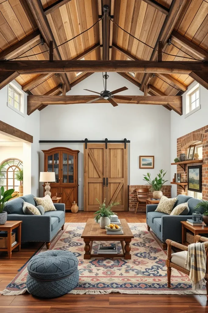 62 Eclectic Farmhouse Interior Design with Natural Textures and Rustic Charm