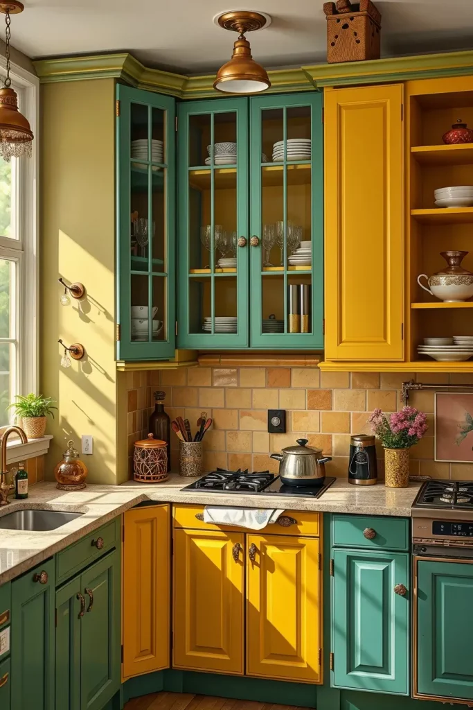 64 Color-Drenched Eclectic Kitchen With Whimsical Flair Ideas