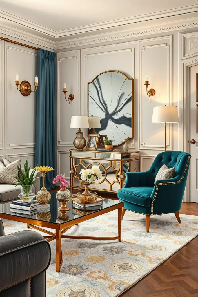 64 Stunning Art Deco Revival Living Room Décor Ideas for Glamorous Interiors