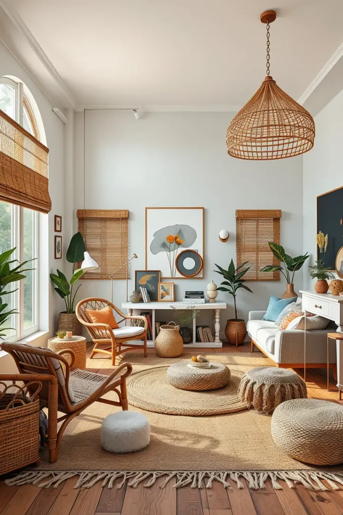 63 Eclectic Living Room Design with Natural Textures