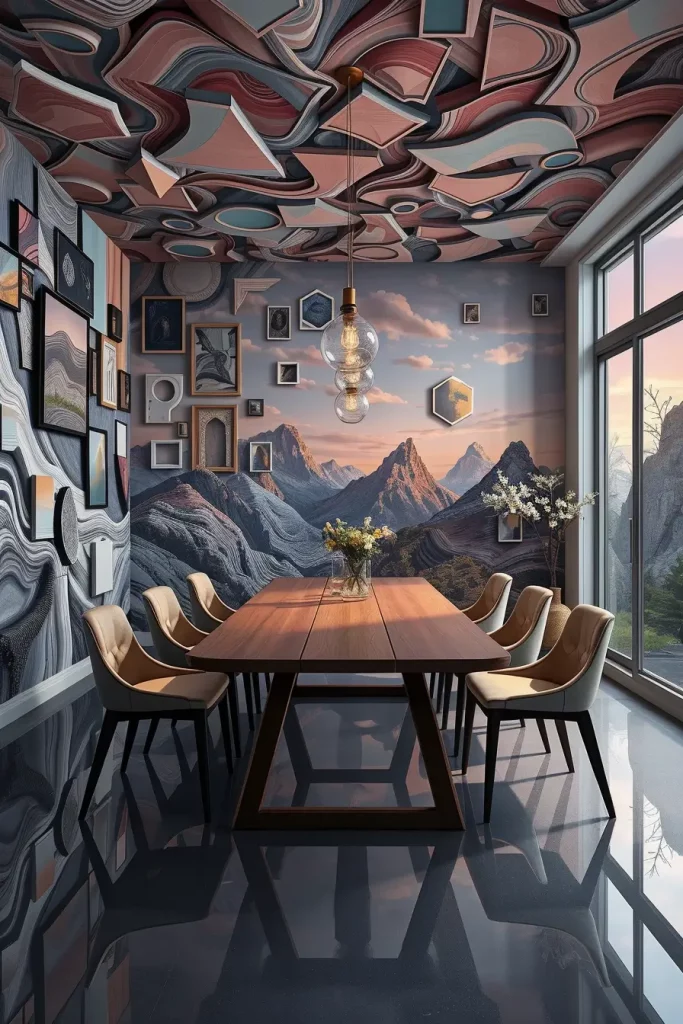 62 Dining Room Accent Wall in a Surreal-Style