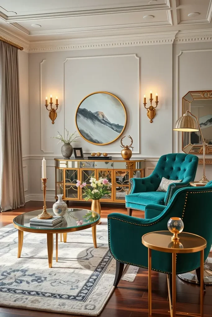 64 Stunning Art Deco Revival Living Room Décor Ideas for Glamorous Interiors
