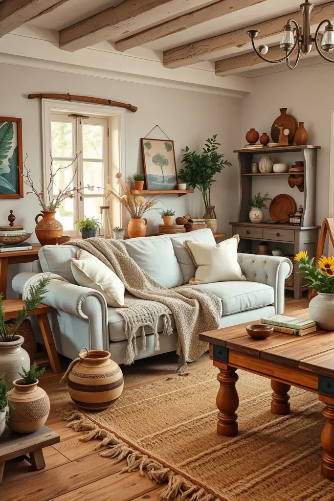 62 Eclectic Farmhouse Interior Design with Natural Textures and Rustic Charm