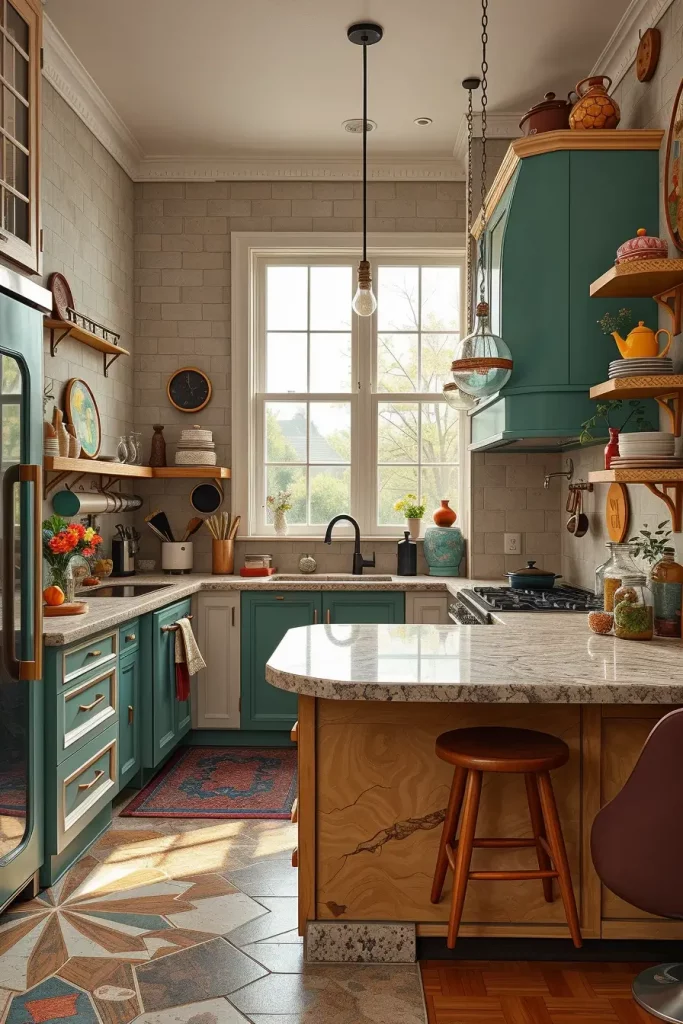 64 Color-Drenched Eclectic Kitchen With Whimsical Flair Ideas