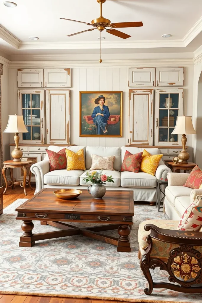 62 Rustic Farmhouse Maximalist Living Room Decor Ideas