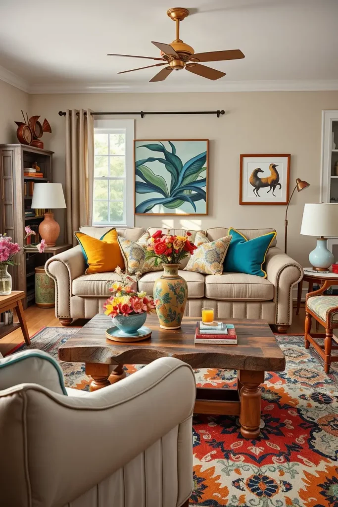 62 Eclectic Farmhouse Interior Design with Natural Textures and Rustic Charm