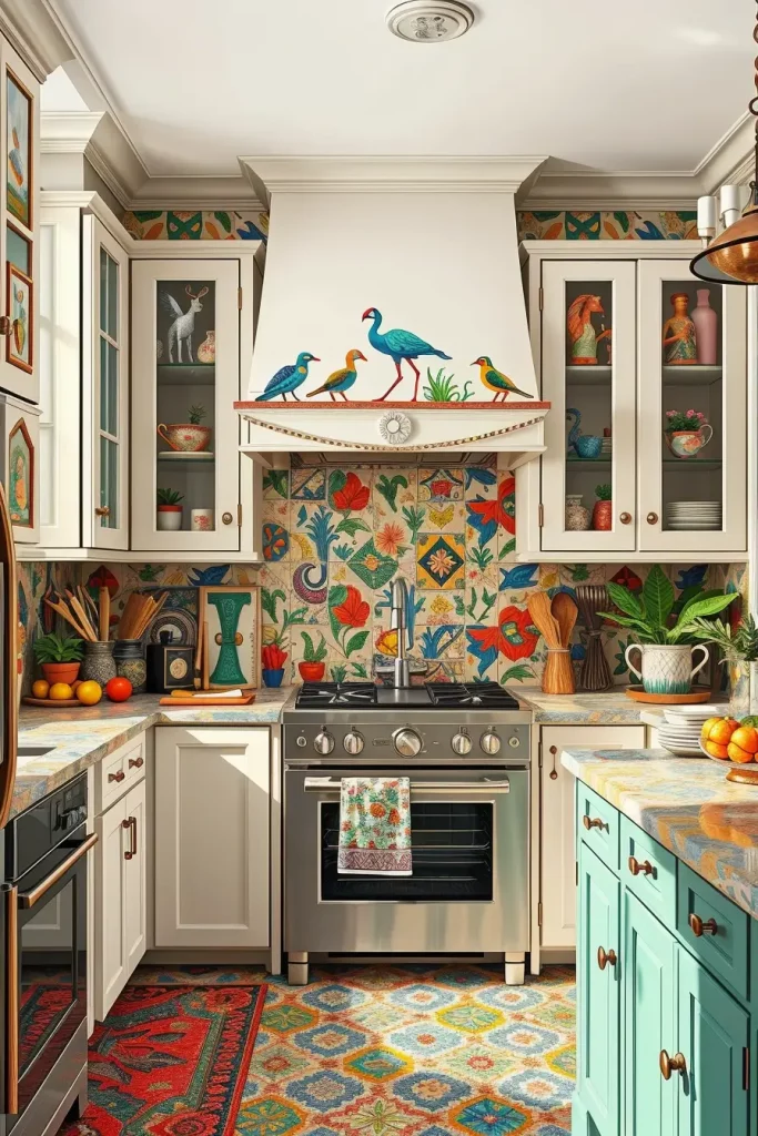 64 Color-Drenched Eclectic Kitchen With Whimsical Flair Ideas