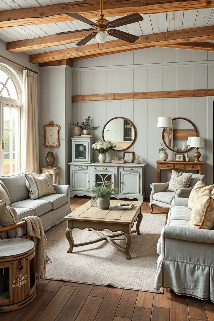 63 Creative Farmhouse Living Room With Antique Textures