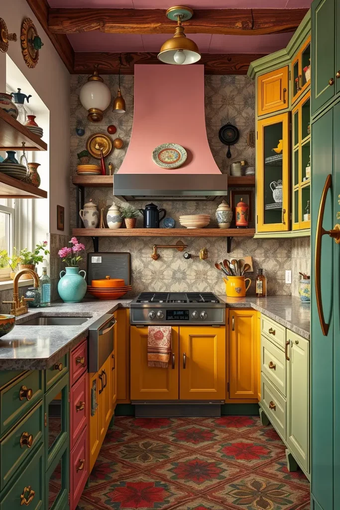 64 Color-Drenched Eclectic Kitchen With Whimsical Flair Ideas