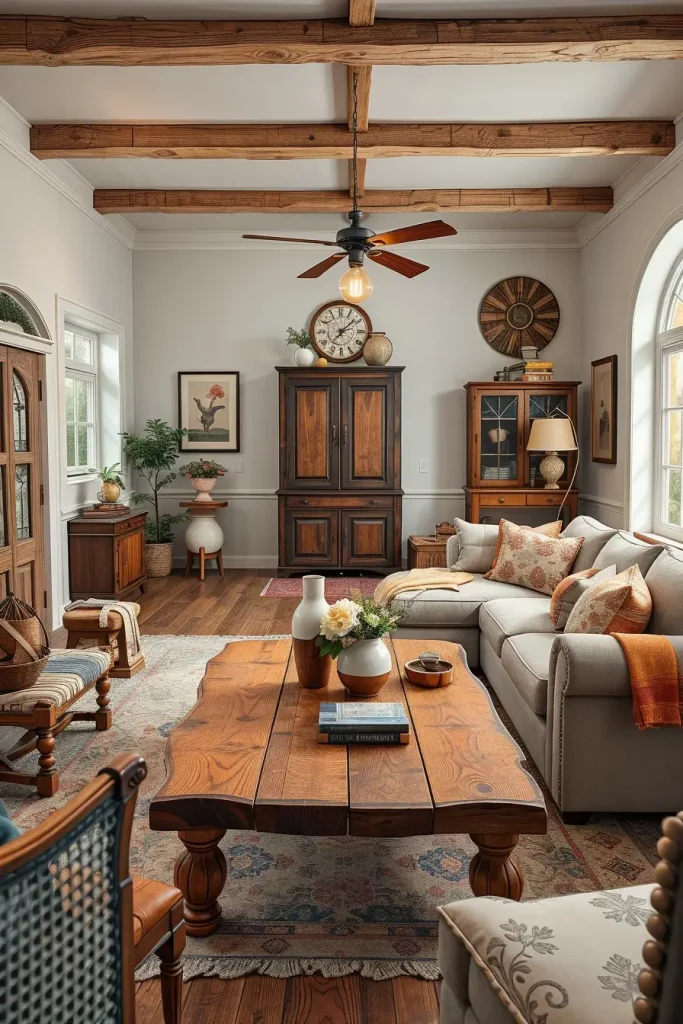 63 Creative Farmhouse Living Room With Antique Textures