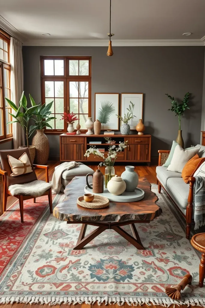63 Eclectic Living Room Design with Natural Textures