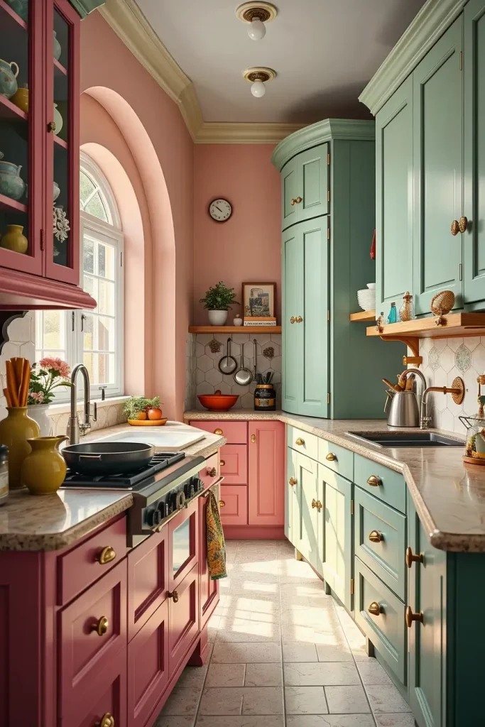 64 Color-Drenched Eclectic Kitchen With Whimsical Flair Ideas