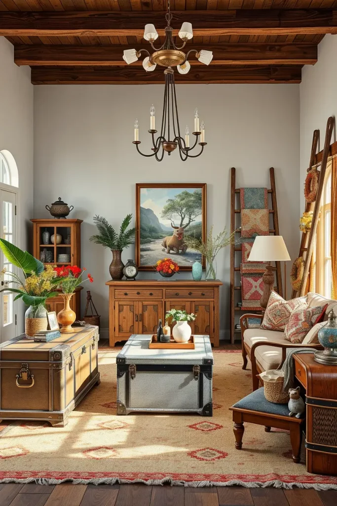 62 Rustic Farmhouse Maximalist Living Room Decor Ideas