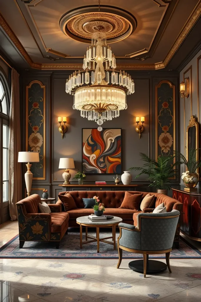 64 Stunning Art Deco Revival Living Room Décor Ideas for Glamorous Interiors