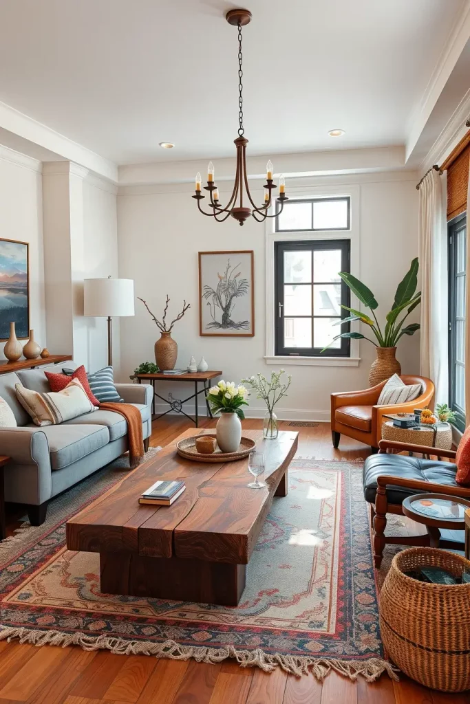 63 Eclectic Living Room Design with Natural Textures