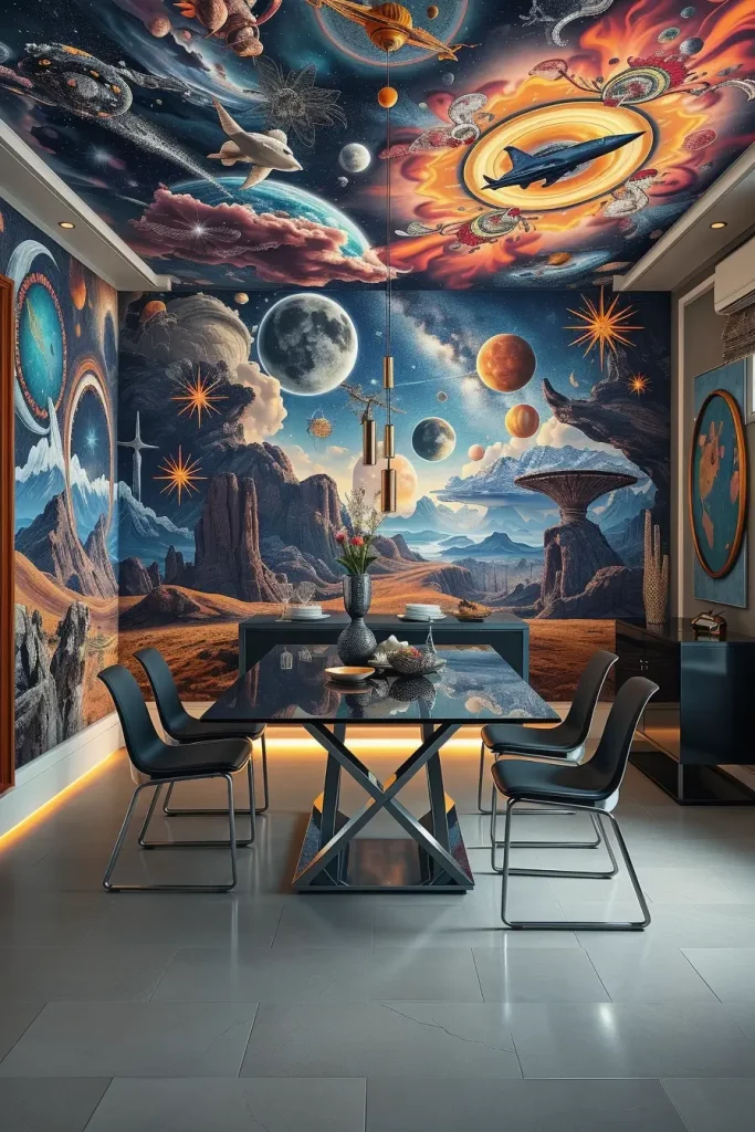 62 Dining Room Accent Wall in a Surreal-Style