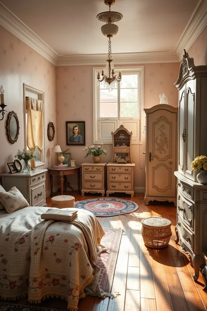 65 Vintage Bedroom with Hand-Painted Furniture Ideas for Timeless Charm