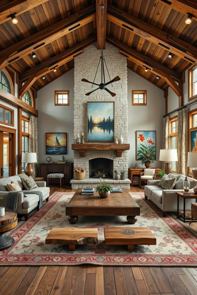 62 Rustic Farmhouse Maximalist Living Room Decor Ideas