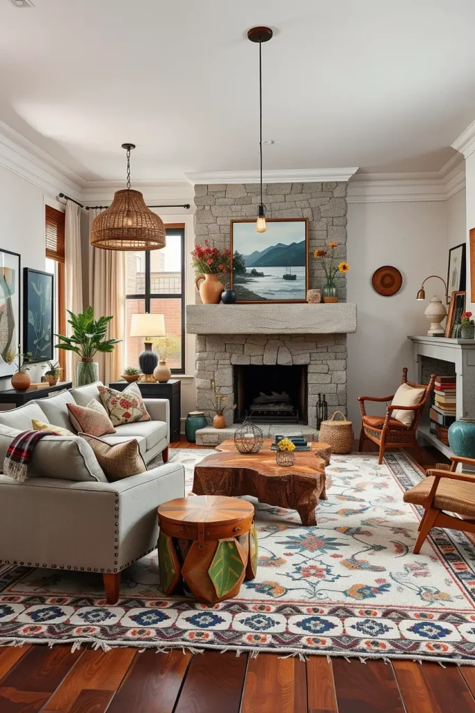63 Eclectic Living Room Design with Natural Textures