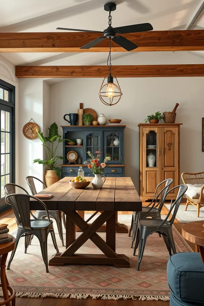 62 Eclectic Farmhouse Interior Design with Natural Textures and Rustic Charm