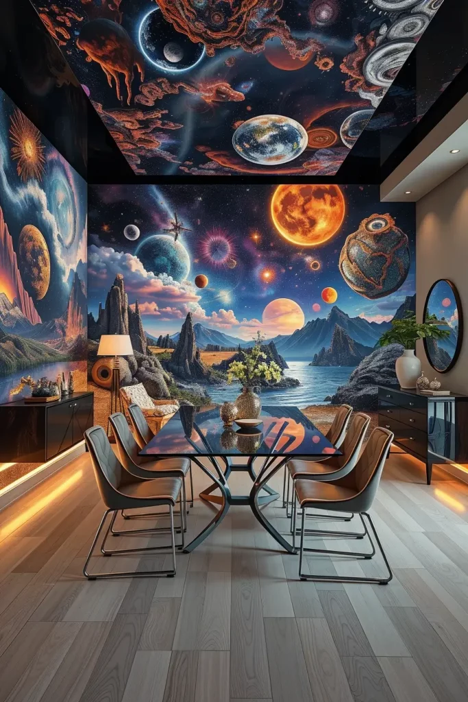 62 Dining Room Accent Wall in a Surreal-Style