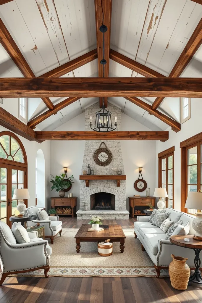 63 Creative Farmhouse Living Room With Antique Textures
