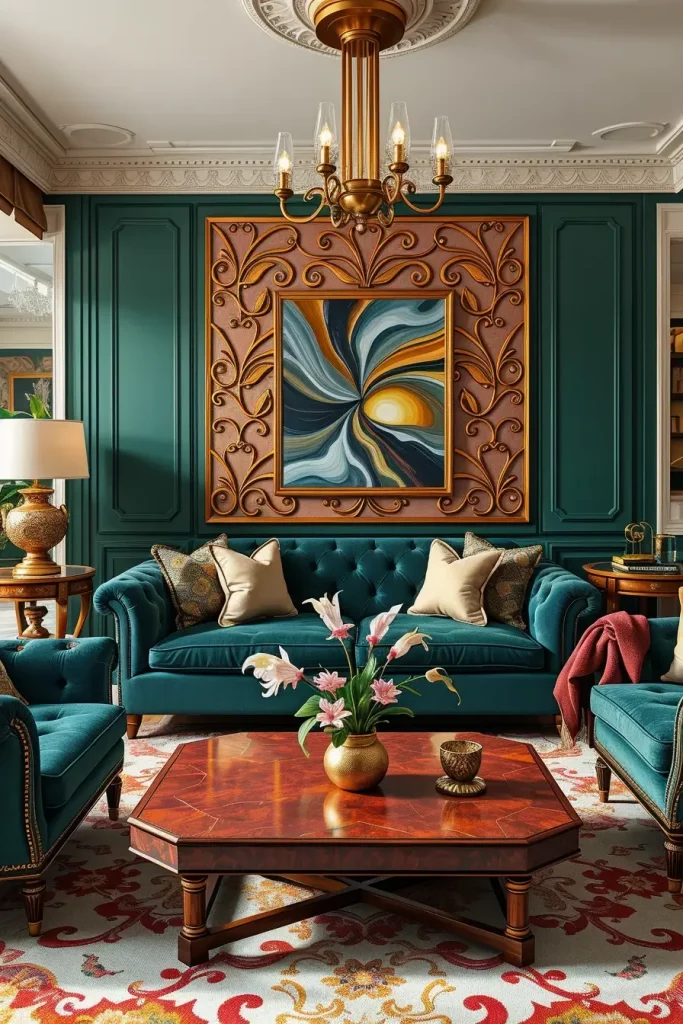 64 Stunning Art Deco Revival Living Room Décor Ideas for Glamorous Interiors