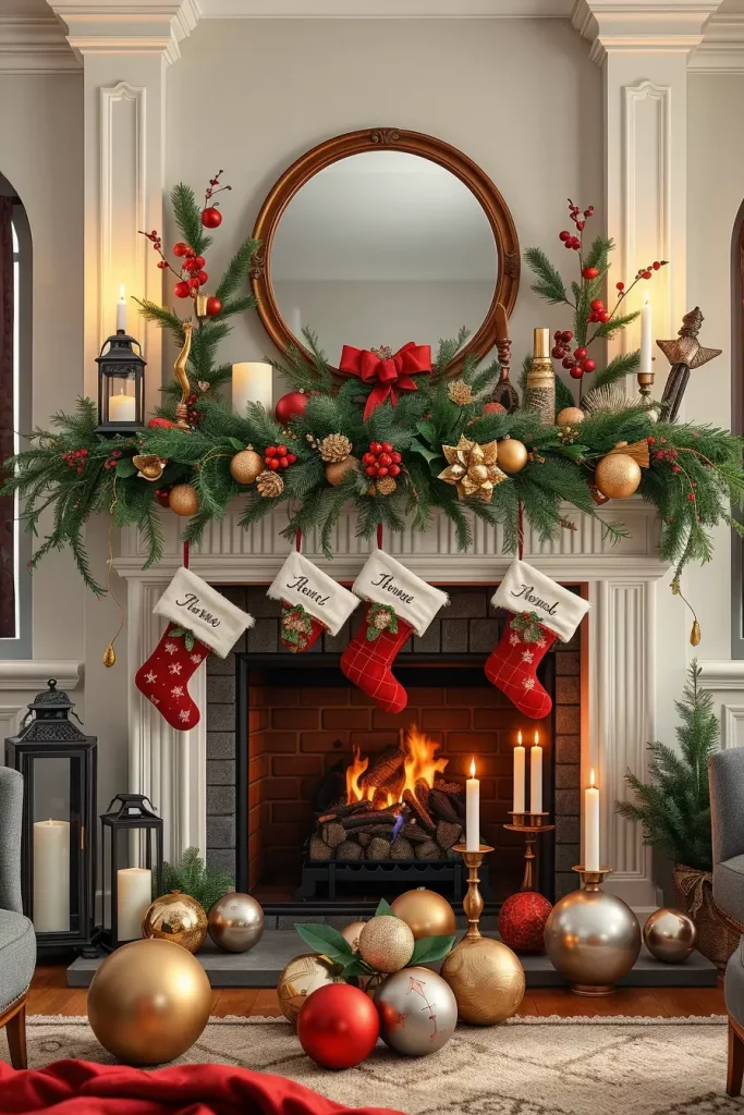 64 Christmas Mantle Decor Ideas 2025 to Style Your Fireplace Beautifully
