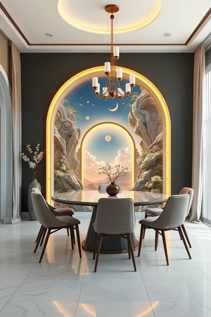 62 Dining Room Accent Wall in a Surreal-Style