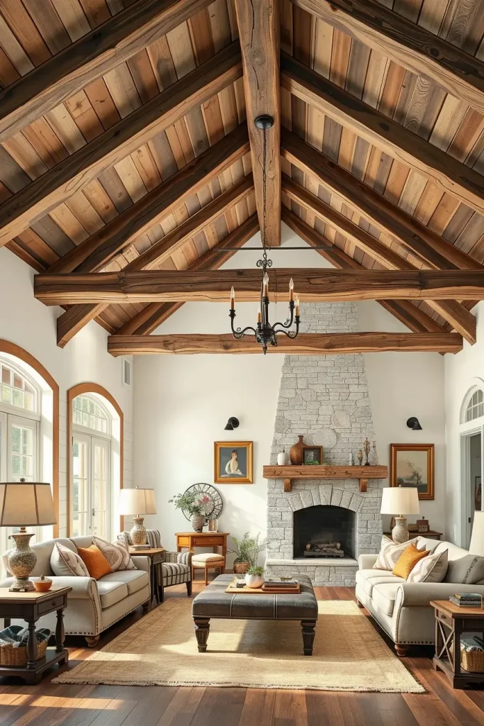 63 Creative Farmhouse Living Room With Antique Textures