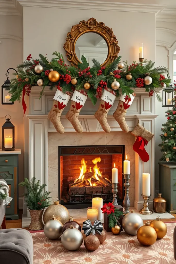 64 Christmas Mantle Decor Ideas 2025 to Style Your Fireplace Beautifully