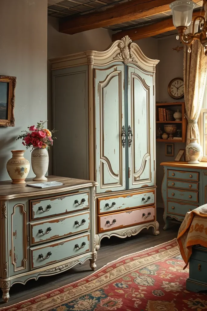 65 Vintage Bedroom with Hand-Painted Furniture Ideas for Timeless Charm
