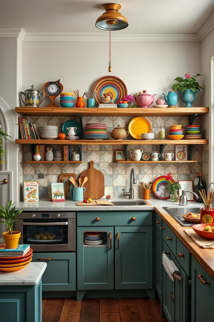 64 Color-Drenched Eclectic Kitchen With Whimsical Flair Ideas
