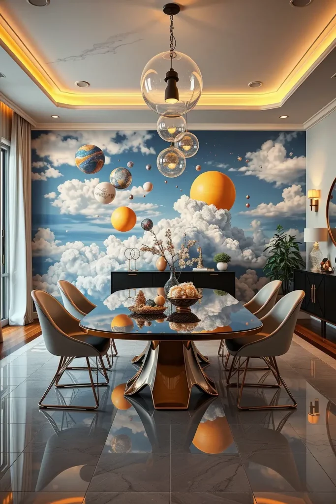 62 Dining Room Accent Wall in a Surreal-Style