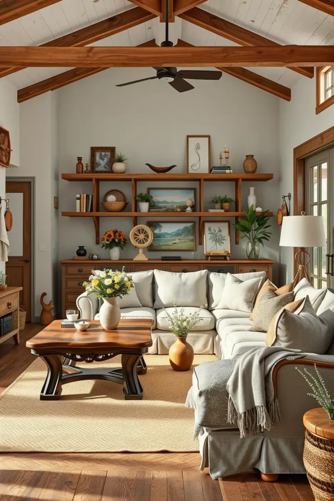 63 Creative Farmhouse Living Room With Antique Textures