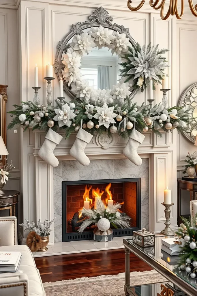 64 Christmas Mantle Decor Ideas 2025 to Style Your Fireplace Beautifully