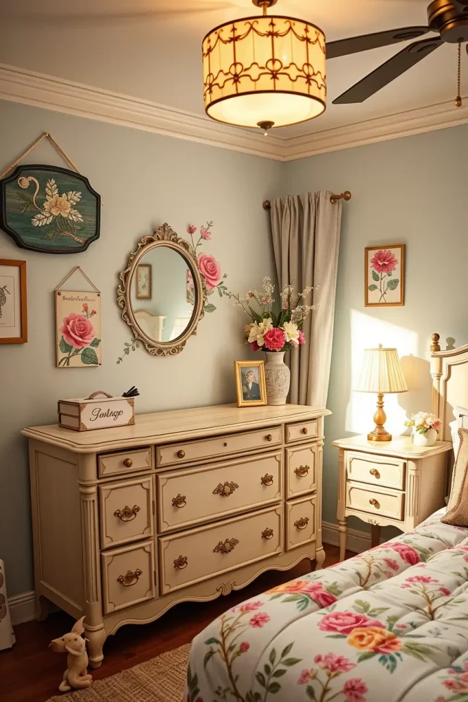 65 Vintage Bedroom with Hand-Painted Furniture Ideas for Timeless Charm