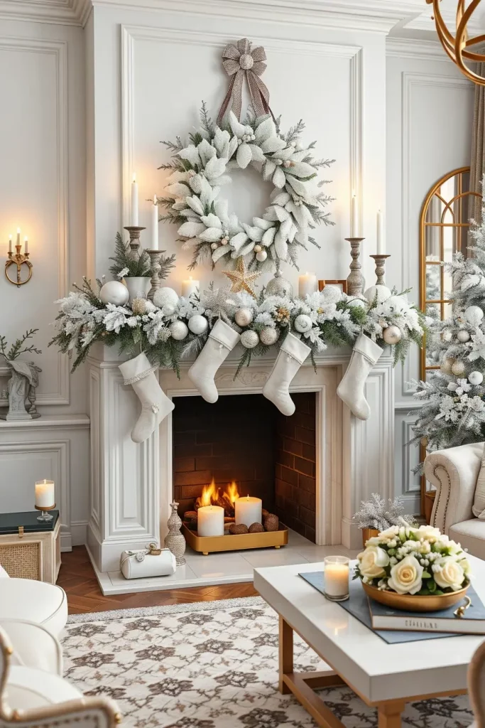 64 Christmas Mantle Decor Ideas 2025 to Style Your Fireplace Beautifully