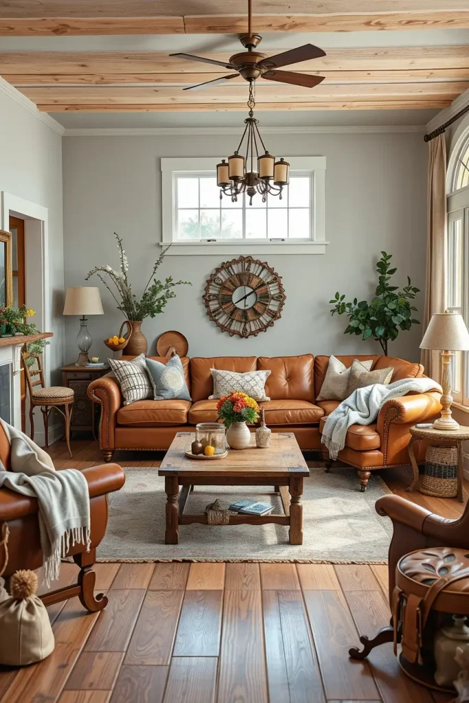 62 Eclectic Farmhouse Interior Design with Natural Textures and Rustic Charm