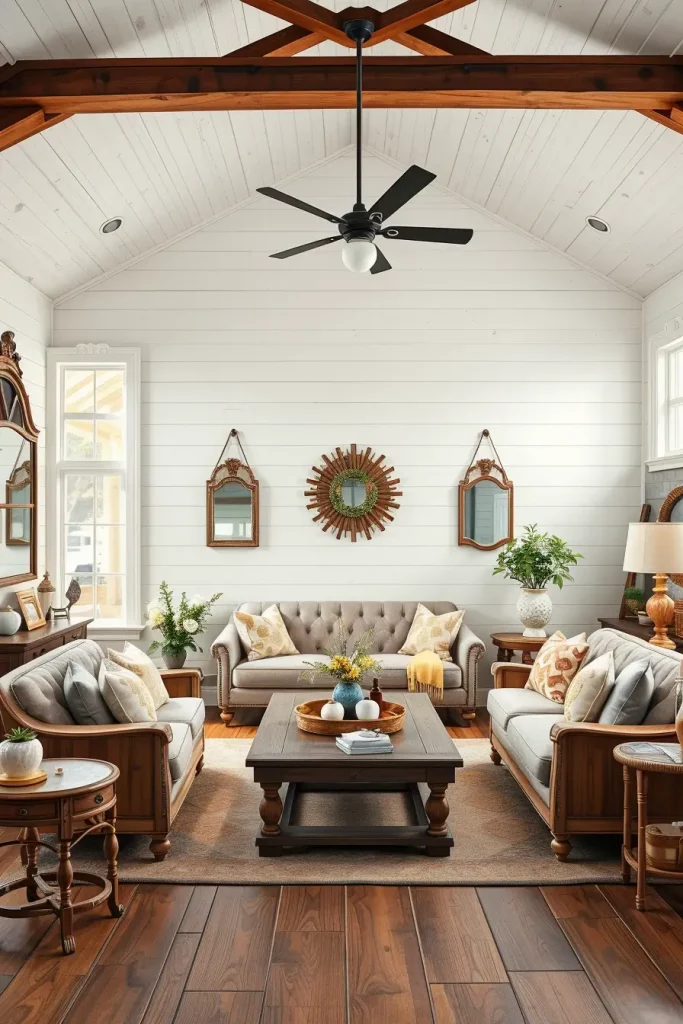 63 Creative Farmhouse Living Room With Antique Textures
