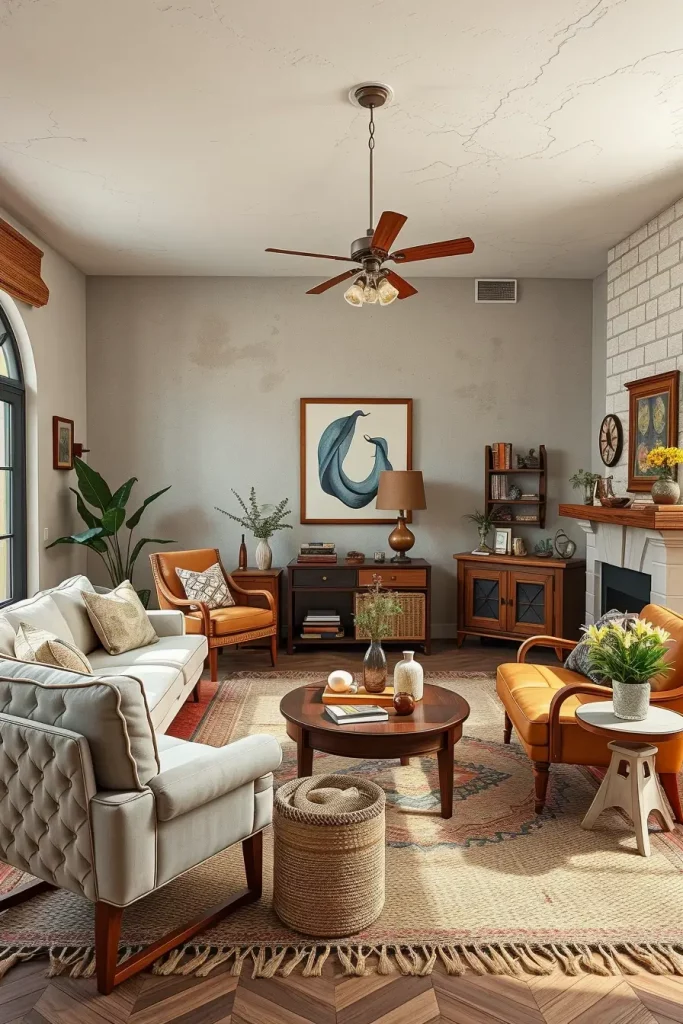 63 Eclectic Living Room Design with Natural Textures