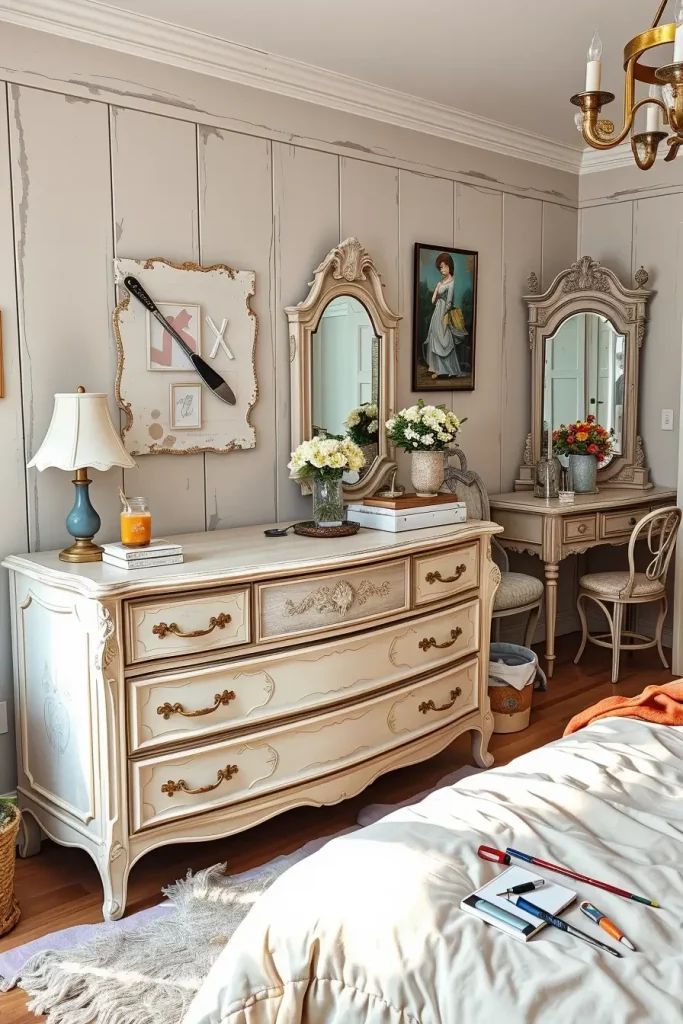 65 Vintage Bedroom with Hand-Painted Furniture Ideas for Timeless Charm