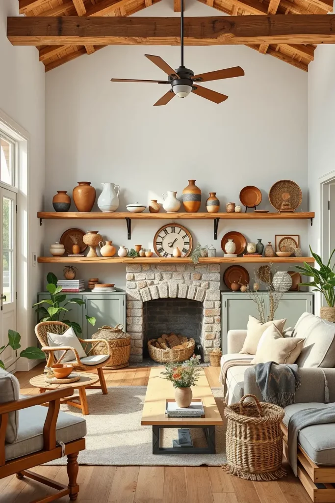 62 Eclectic Farmhouse Interior Design with Natural Textures and Rustic Charm