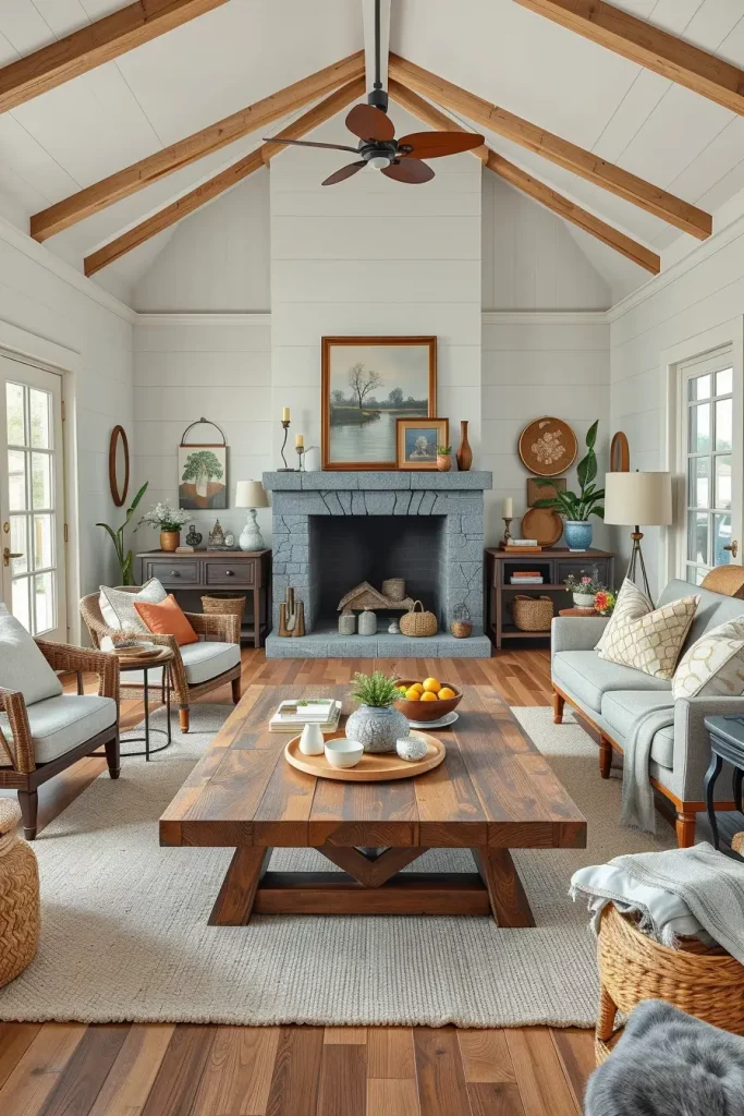 63 Creative Farmhouse Living Room With Antique Textures