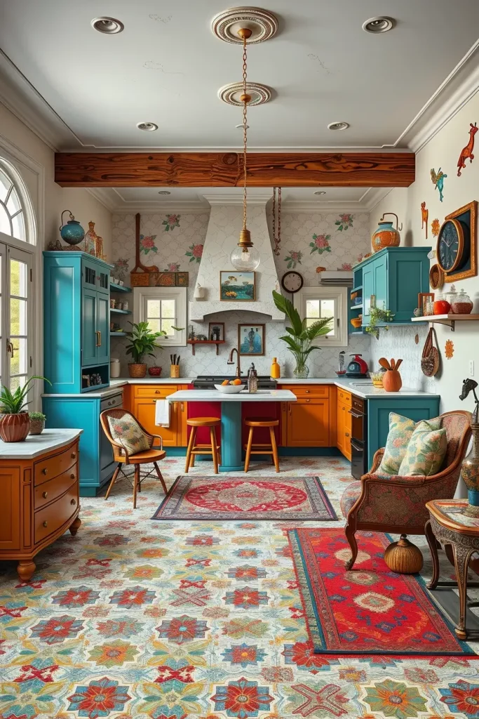 64 Color-Drenched Eclectic Kitchen With Whimsical Flair Ideas