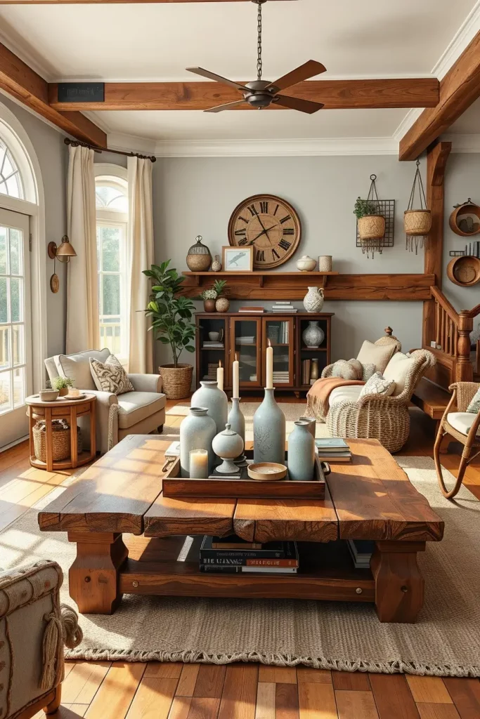 62 Rustic Farmhouse Maximalist Living Room Decor Ideas